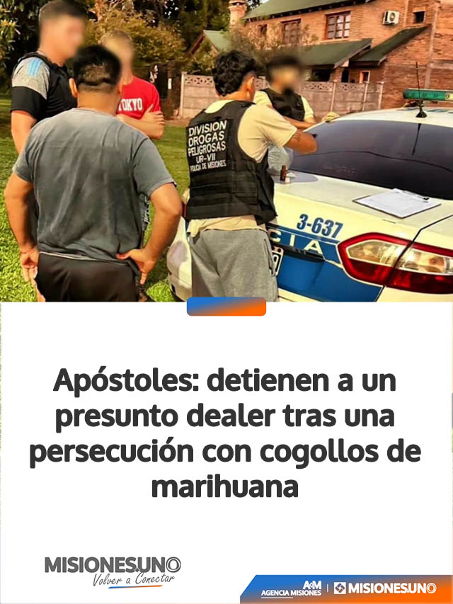 Apóstoles: detienen a un presunto dealer tras una persecución con cogollos de marihuana