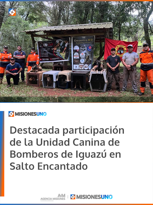 Destacada participación de la Unidad Canina de Bomberos de Iguazú en Salto Encantado