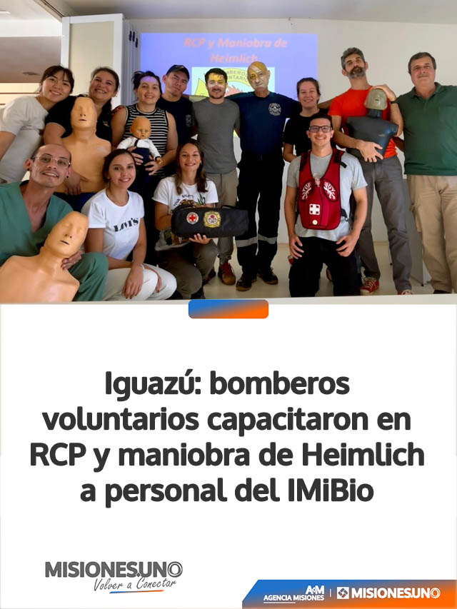 Iguazú: bomberos voluntarios capacitaron en RCP y maniobra de Heimlich a personal del IMiBio