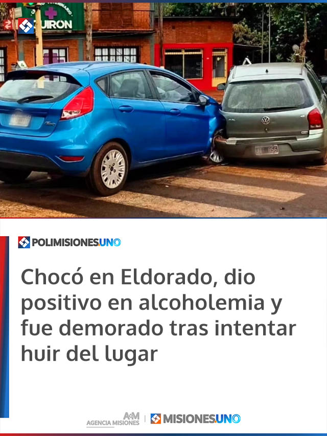 Chocó en Eldorado, dio positivo en alcoholemia y fue demorado tras intentar huir del lugar