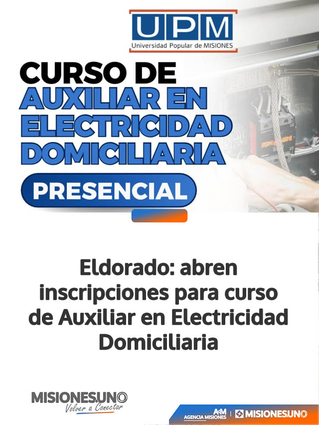 Eldorado: abren inscripciones para curso de Auxiliar en Electricidad Domiciliaria