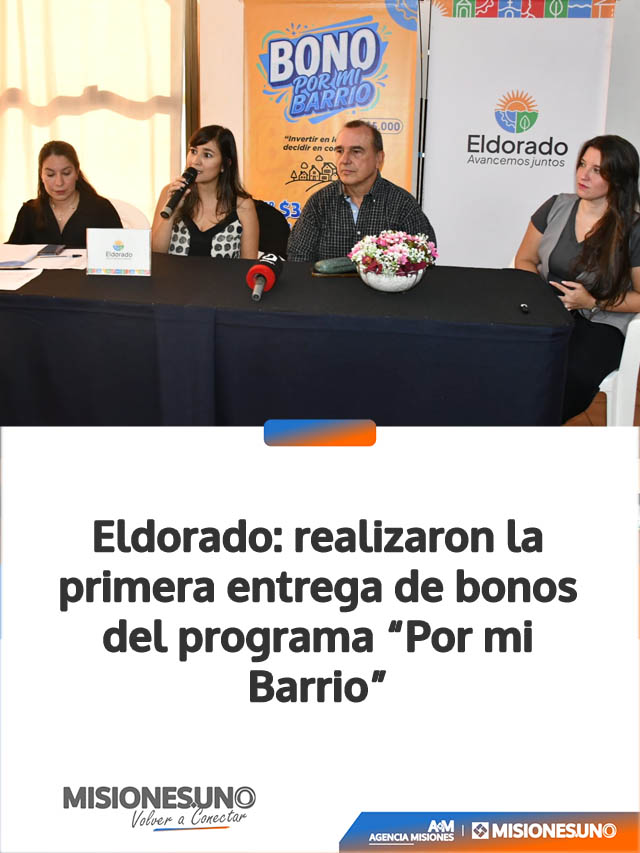 Eldorado: realizaron la primera entrega de bonos del programa “Por mi Barrio”