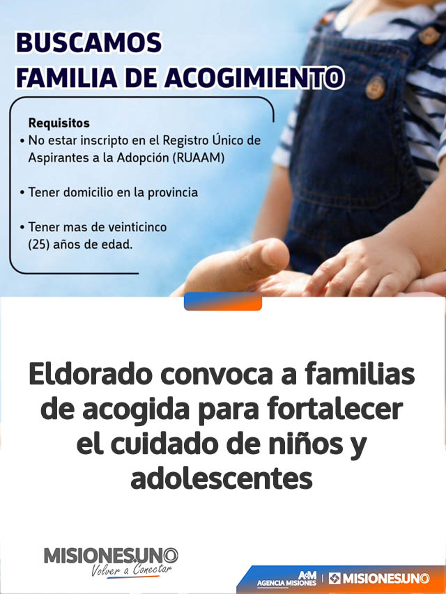 Eldorado convoca a familias de acogida para fortalecer el cuidado de niños y adolescentes