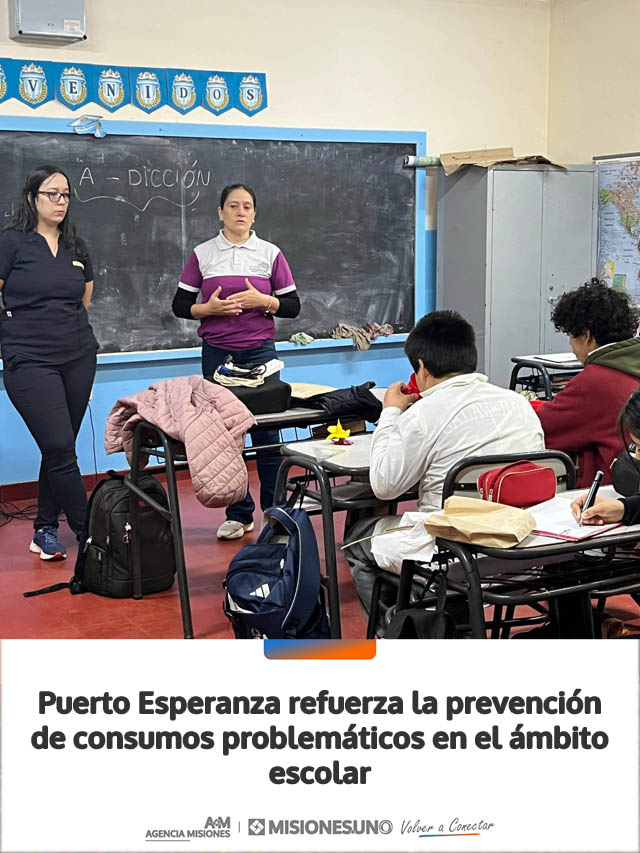 Puerto Esperanza refuerza la prevención de consumos problemáticos en el ámbito escolar