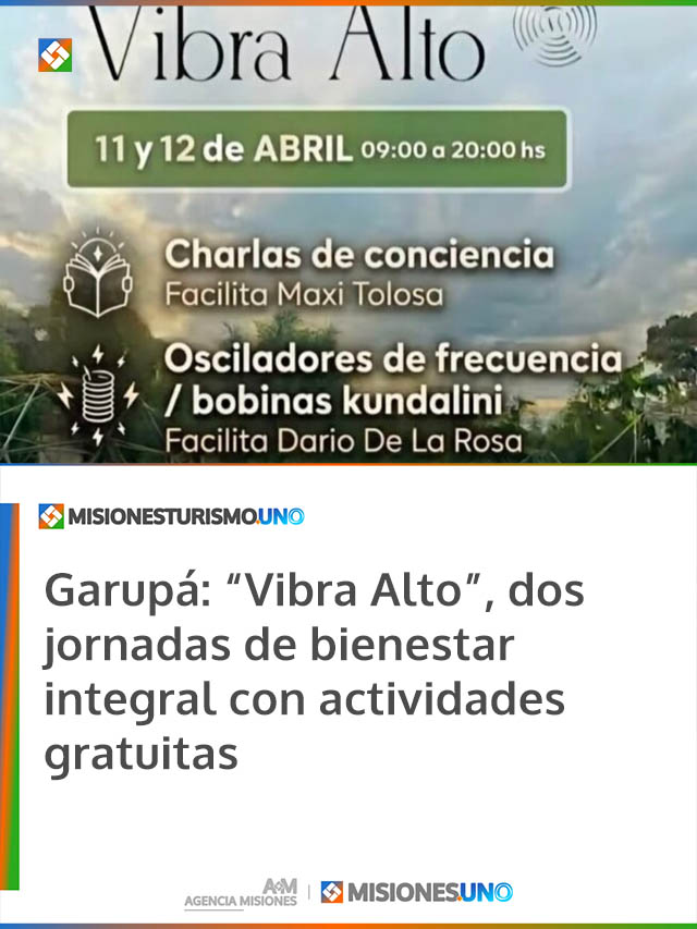 Garupá: “Vibra Alto”, dos jornadas de bienestar integral con actividades gratuitas