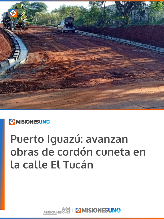 Puerto Iguazú: avanzan obras de cordón cuneta en la calle El Tucán