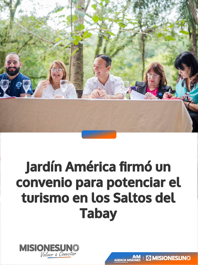 Jardín América firmó un convenio para potenciar el turismo en los Saltos del Tabay