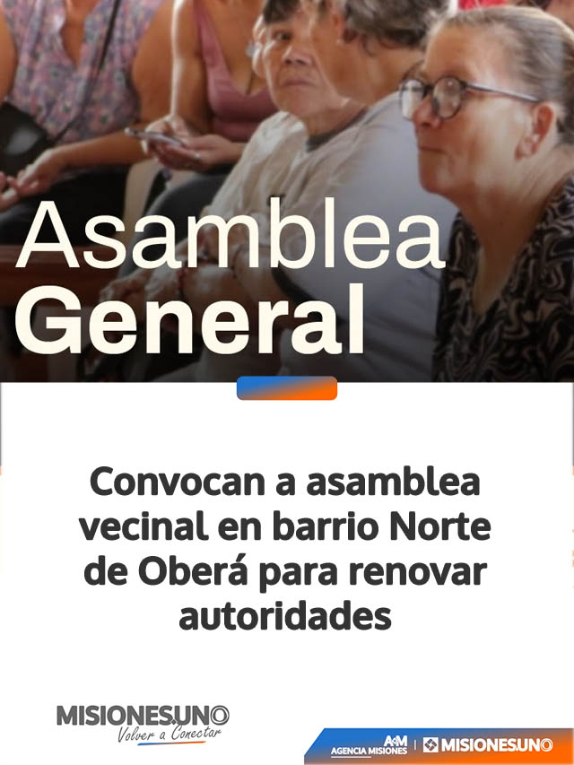 Convocan a asamblea vecinal en barrio Norte de Oberá para renovar autoridades