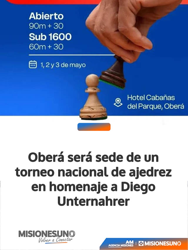 Oberá será sede de un torneo nacional de ajedrez en homenaje a Diego Unternahrer