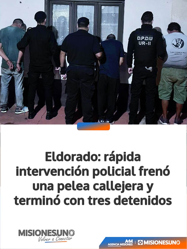 Eldorado: rápida intervención policial frenó una pelea callejera y terminó con tres detenidos