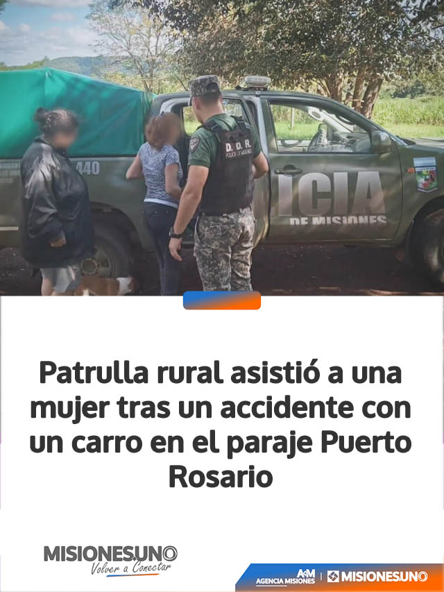 Patrulla rural asistió a una mujer tras un accidente con un carro en el paraje Puerto Rosario