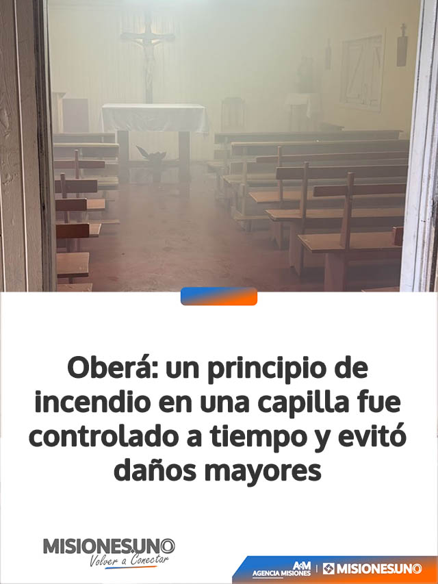 Oberá: un principio de incendio en una capilla fue controlado a tiempo y evitó daños mayores