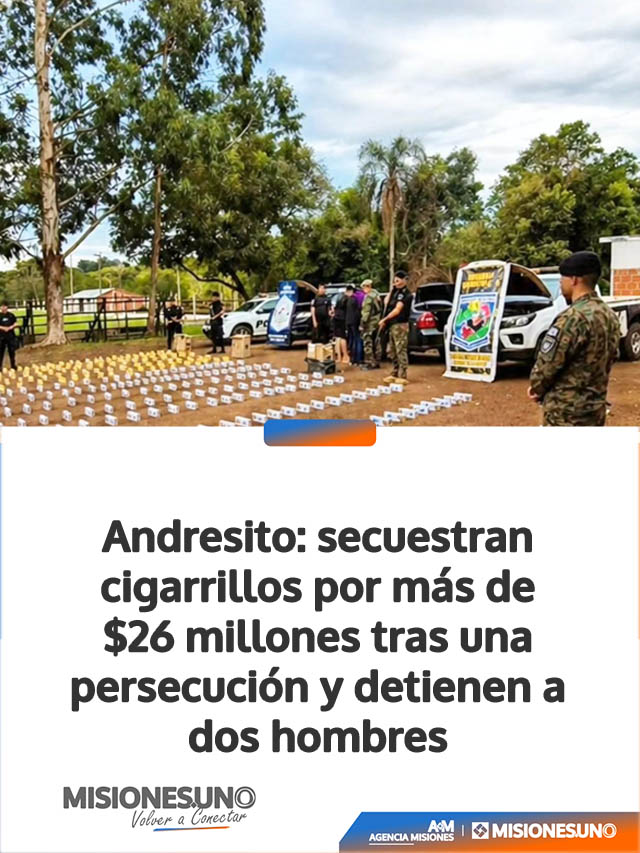 Andresito: secuestran cigarrillos por más de  millones tras una persecución y detienen a dos hombres