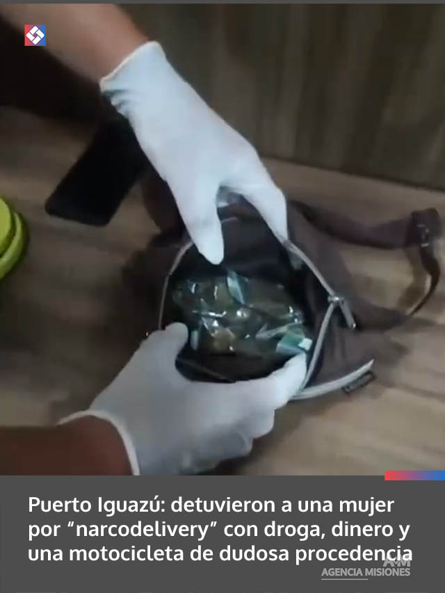 Puerto Iguazú: detuvieron a una mujer por “narcodelivery” con droga, dinero y una motocicleta de dudosa procedencia