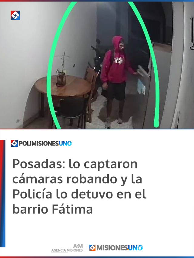 Posadas: lo captaron cámaras robando y la Policía lo detuvo en el barrio Fátima