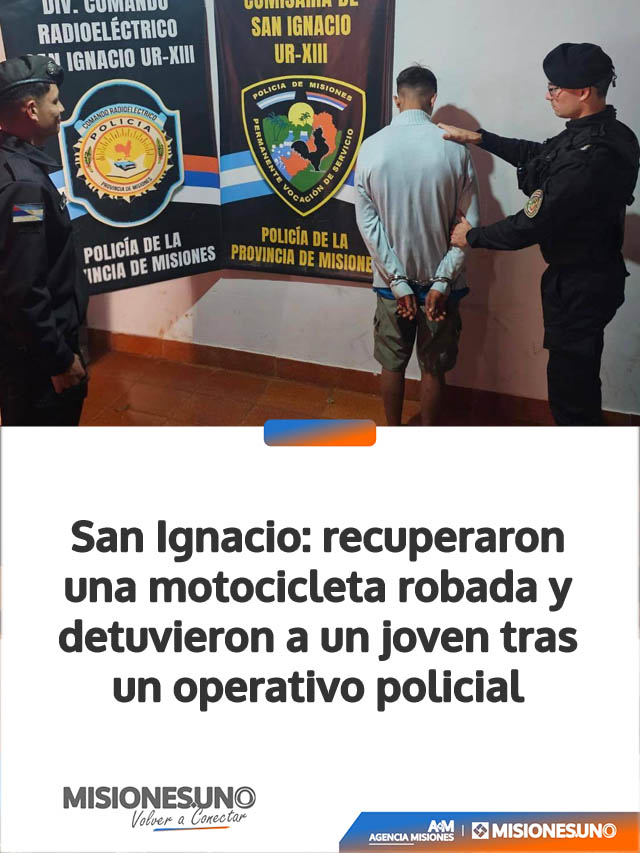 San Ignacio: recuperaron una motocicleta robada y detuvieron a un joven tras un operativo policial