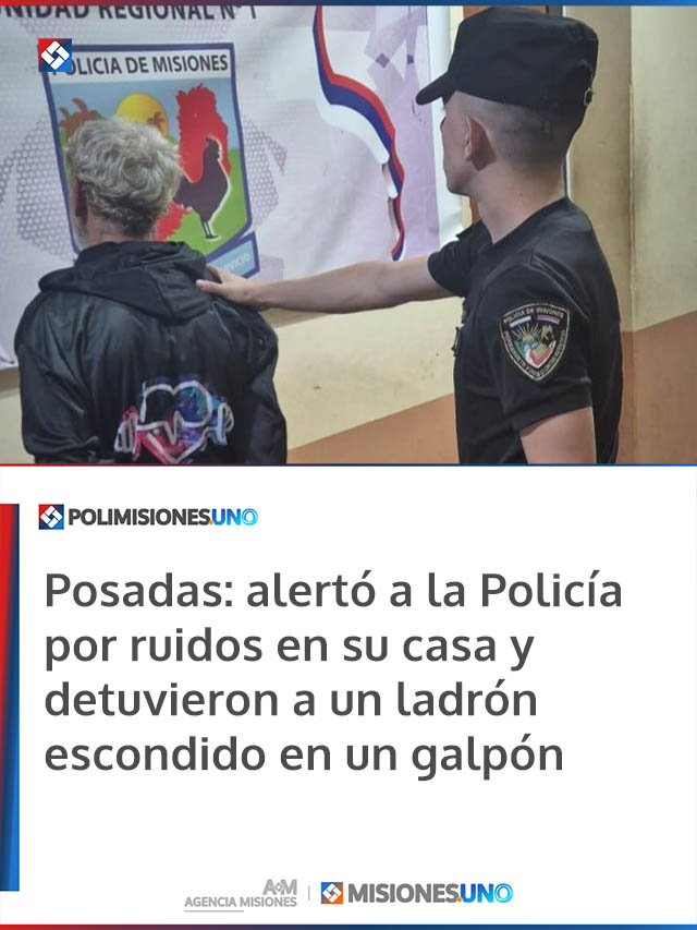 Posadas: alertó a la Policía por ruidos en su casa y detuvieron a un ladrón escondido en un galpón