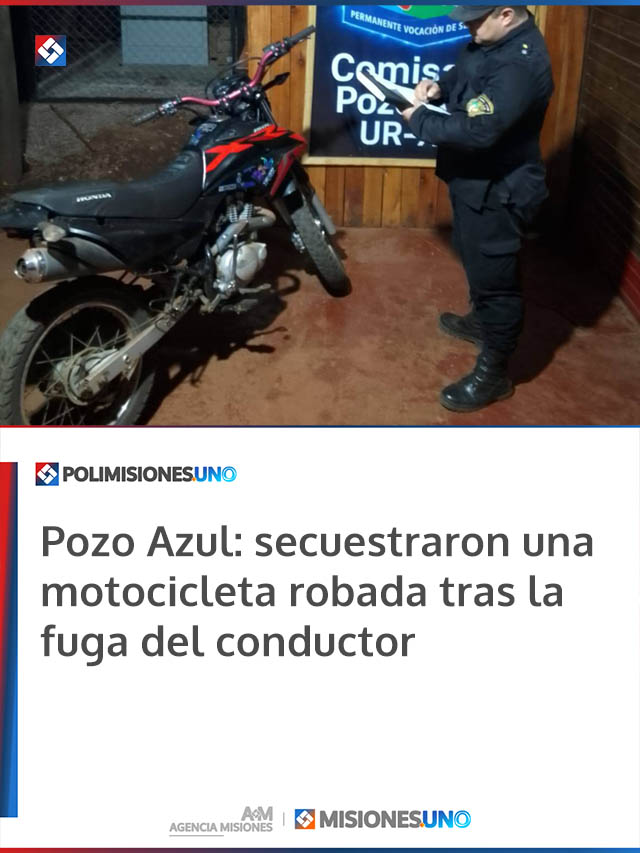 Pozo Azul: secuestraron una motocicleta robada tras la fuga del conductor
