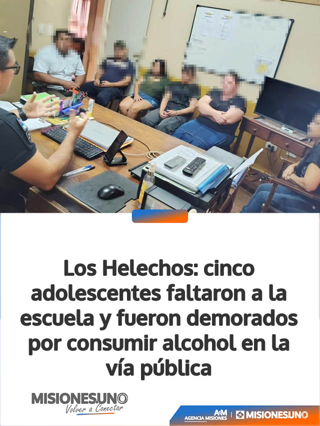 Los Helechos: cinco adolescentes faltaron a la escuela y fueron demorados por consumir alcohol en la vía pública