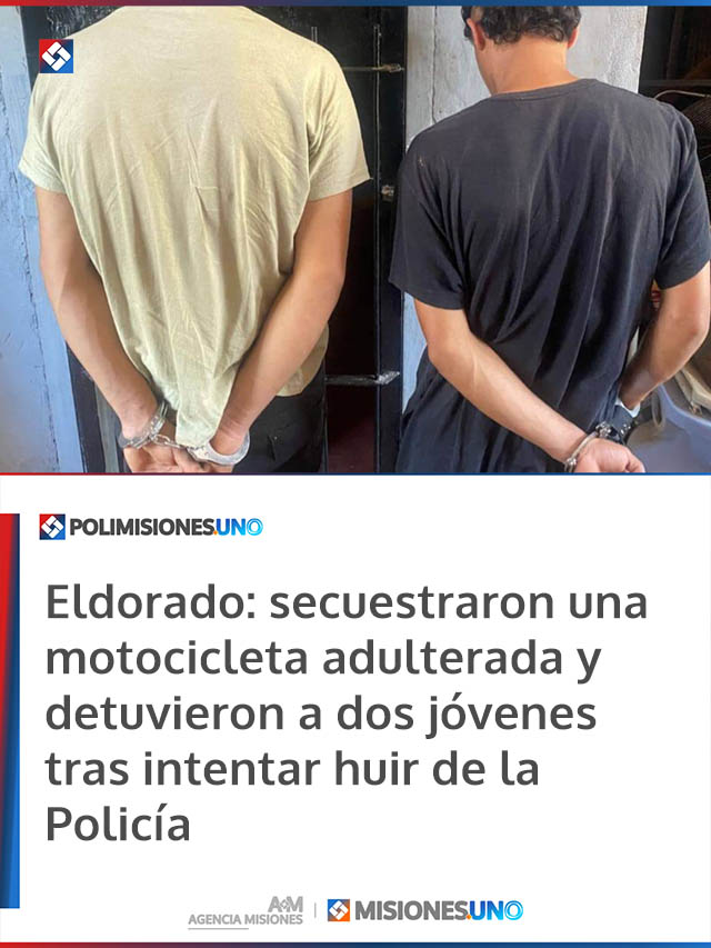 Eldorado: secuestraron una motocicleta adulterada y detuvieron a dos jóvenes tras intentar huir de la Policía