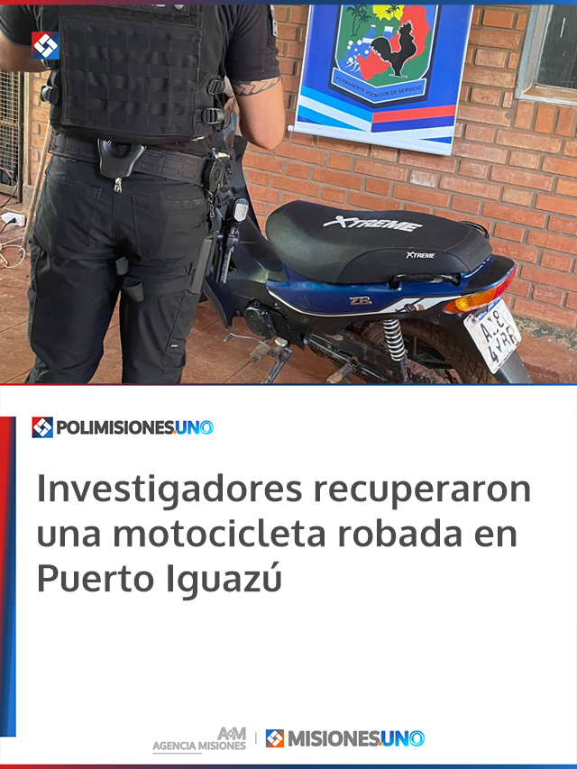 Investigadores recuperaron una motocicleta robada en Puerto Iguazú
