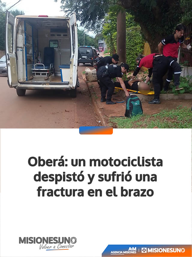 Oberá: un motociclista despistó y sufrió una fractura en el brazo