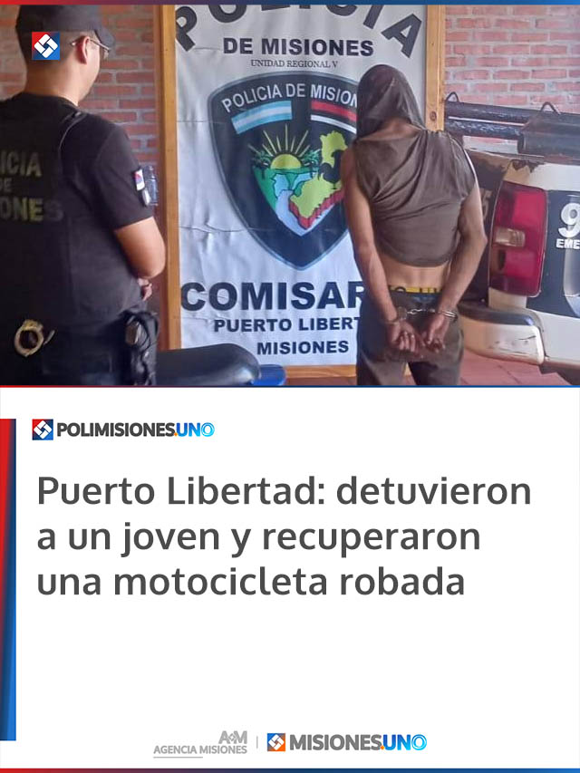 Puerto Libertad: detuvieron a un joven y recuperaron una motocicleta robada