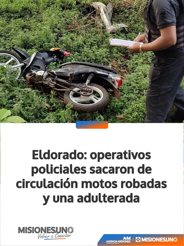 Eldorado: operativos policiales sacaron de circulación motos robadas y una adulterada