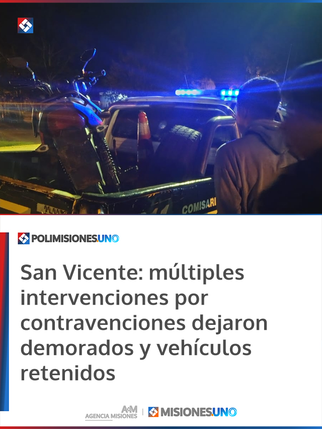 San Vicente: múltiples intervenciones por contravenciones dejaron demorados y vehículos retenidos