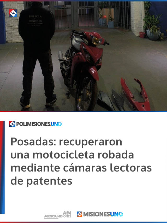 Posadas: recuperaron una motocicleta robada mediante cámaras lectoras de patentes