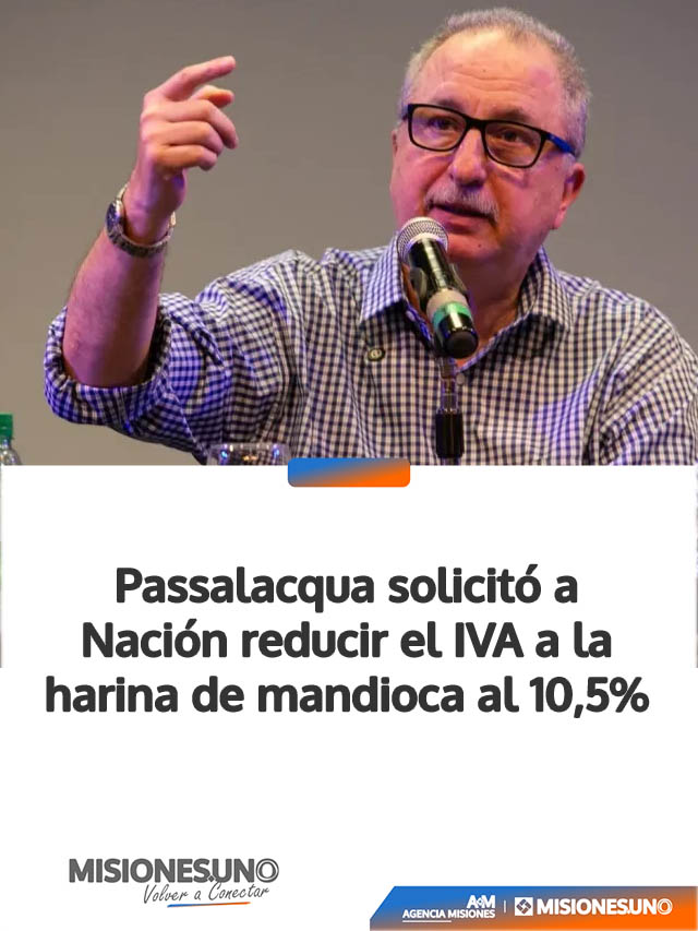 Passalacqua solicitó a Nación reducir el IVA a la harina de mandioca al 10,5%