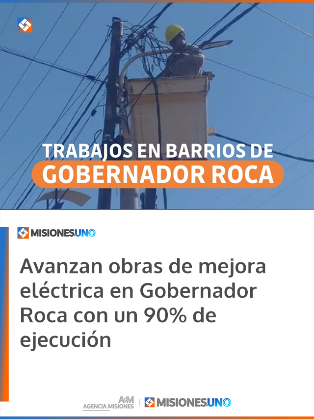 Avanzan obras de mejora eléctrica en Gobernador Roca con un 90% de ejecución