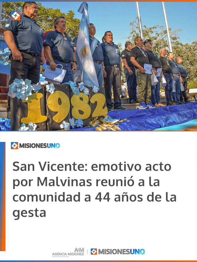 San Vicente: emotivo acto por Malvinas reunió a la comunidad a 44 años de la gesta