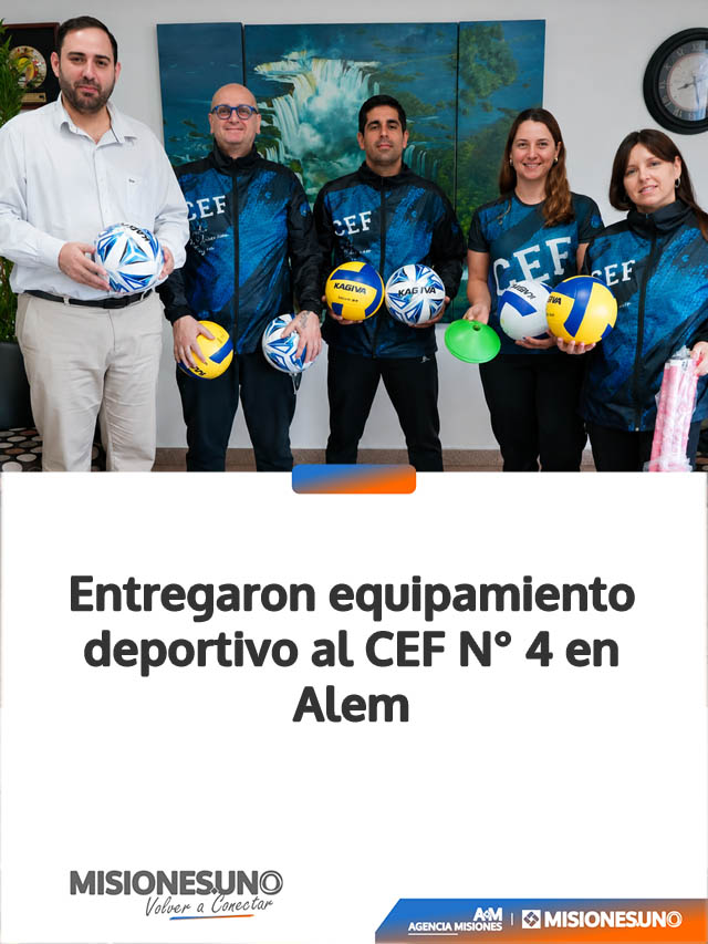 Entregaron equipamiento deportivo al CEF N° 4 en Alem
