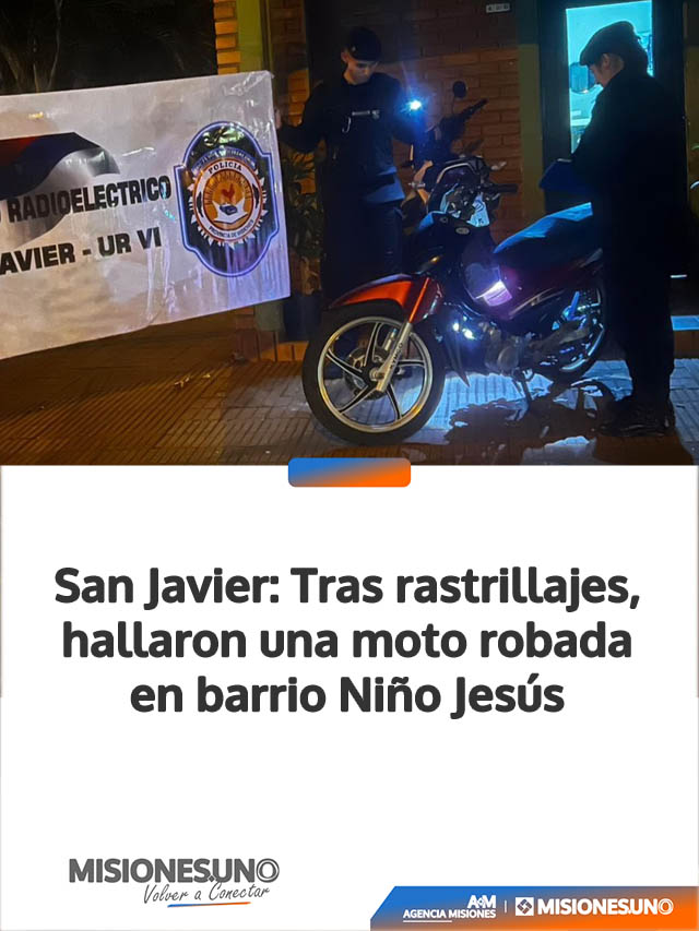 San Javier: Tras rastrillajes, hallaron una moto robada en barrio Niño Jesús
