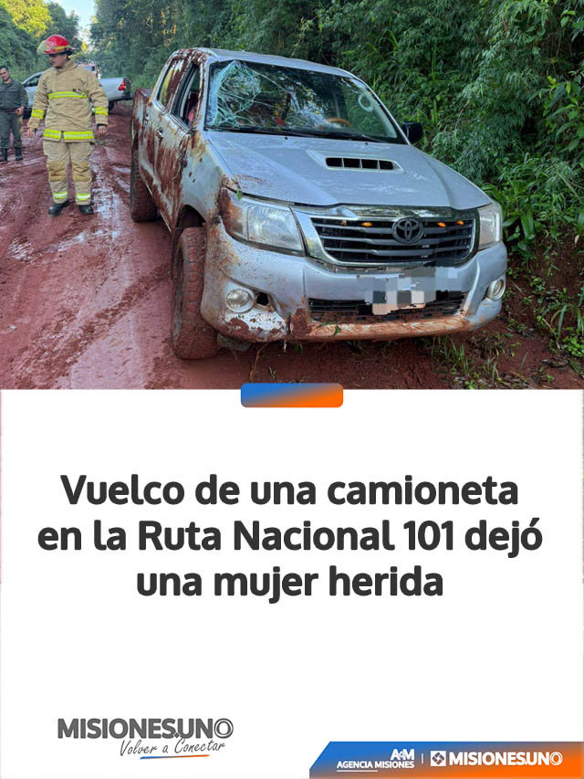 Vuelco de una camioneta en la Ruta Nacional 101 dejó una mujer herida