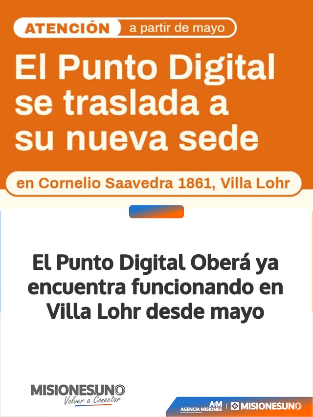 El Punto Digital Oberá funciona en su nueva sede de Villa Lohr desde mayo