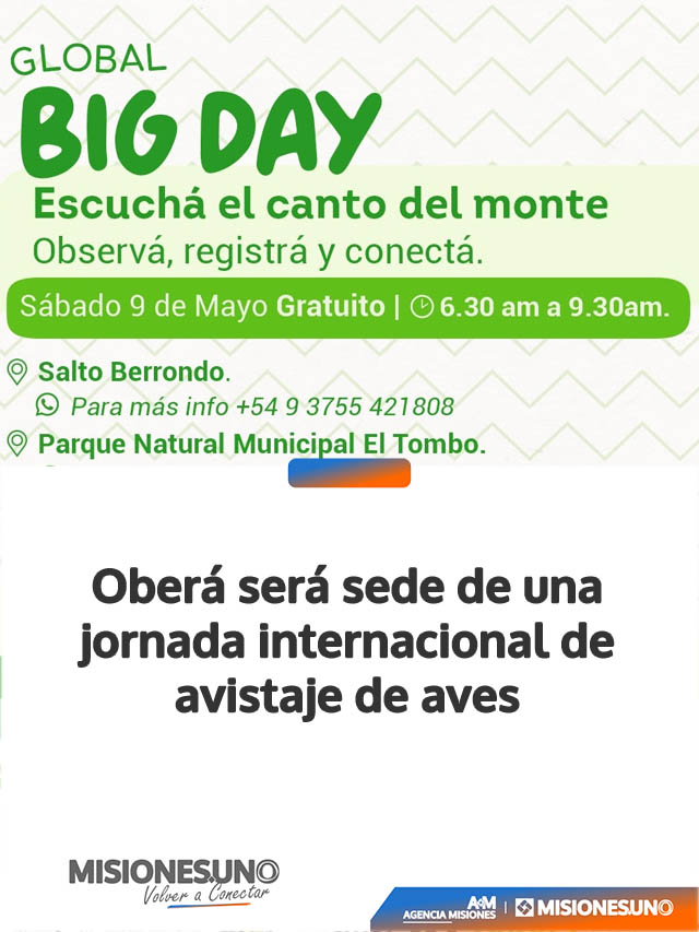 Oberá será sede de una jornada internacional de avistaje de aves