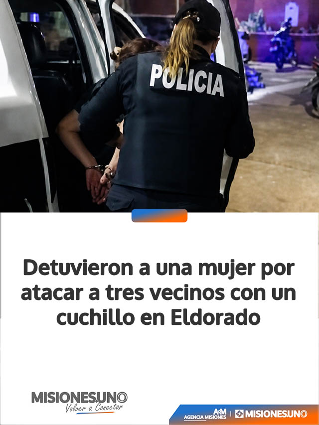 Detuvieron a una mujer por atacar a tres vecinos con un cuchillo en Eldorado