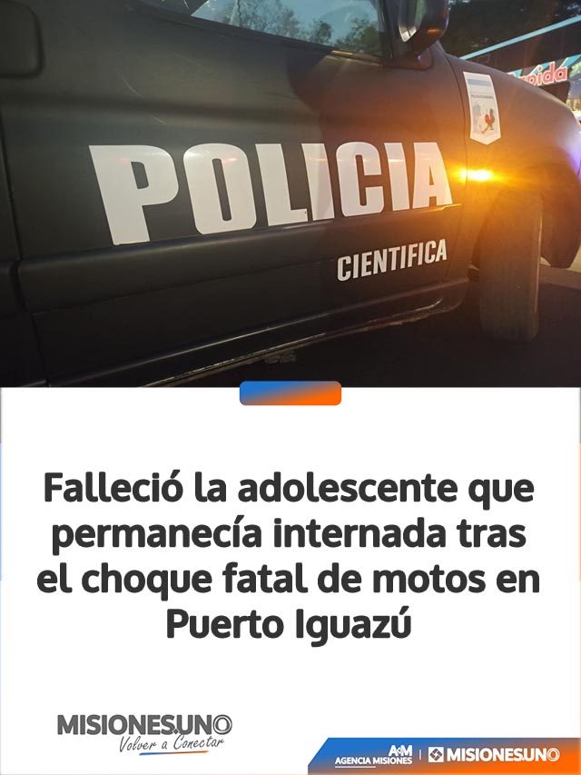 Falleció la adolescente que permanecía internada tras el choque fatal de motos en Puerto Iguazú
