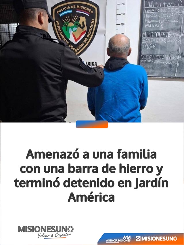 Amenazó a una familia con una barra de hierro y terminó detenido en Jardín América