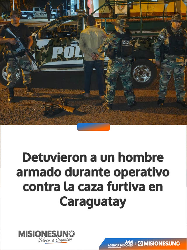 Detuvieron a un hombre armado durante operativo contra la caza furtiva en Caraguatay
