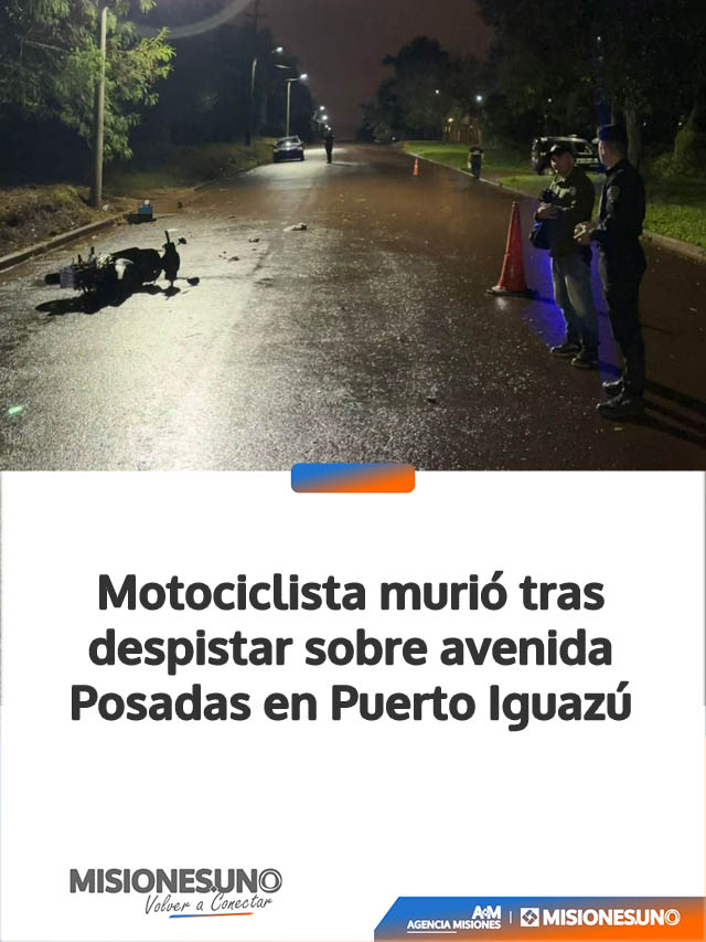 Motociclista murió tras despistar sobre avenida Posadas en Puerto Iguazú