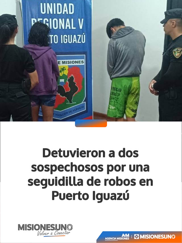 Detuvieron a dos sospechosos por una seguidilla de robos en Puerto Iguazú