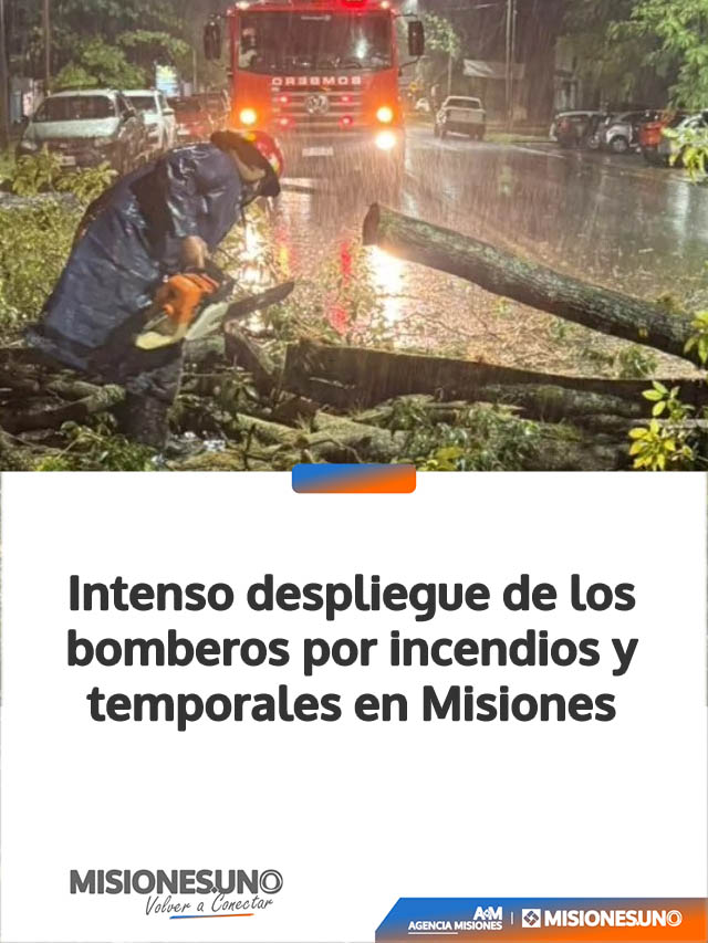 Intenso despliegue de los bomberos por incendios y temporales en Misiones